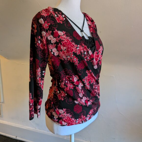 vintage y2k I.N. san fransisco floral wrap halter neck top (large) - Picture 3 of 6